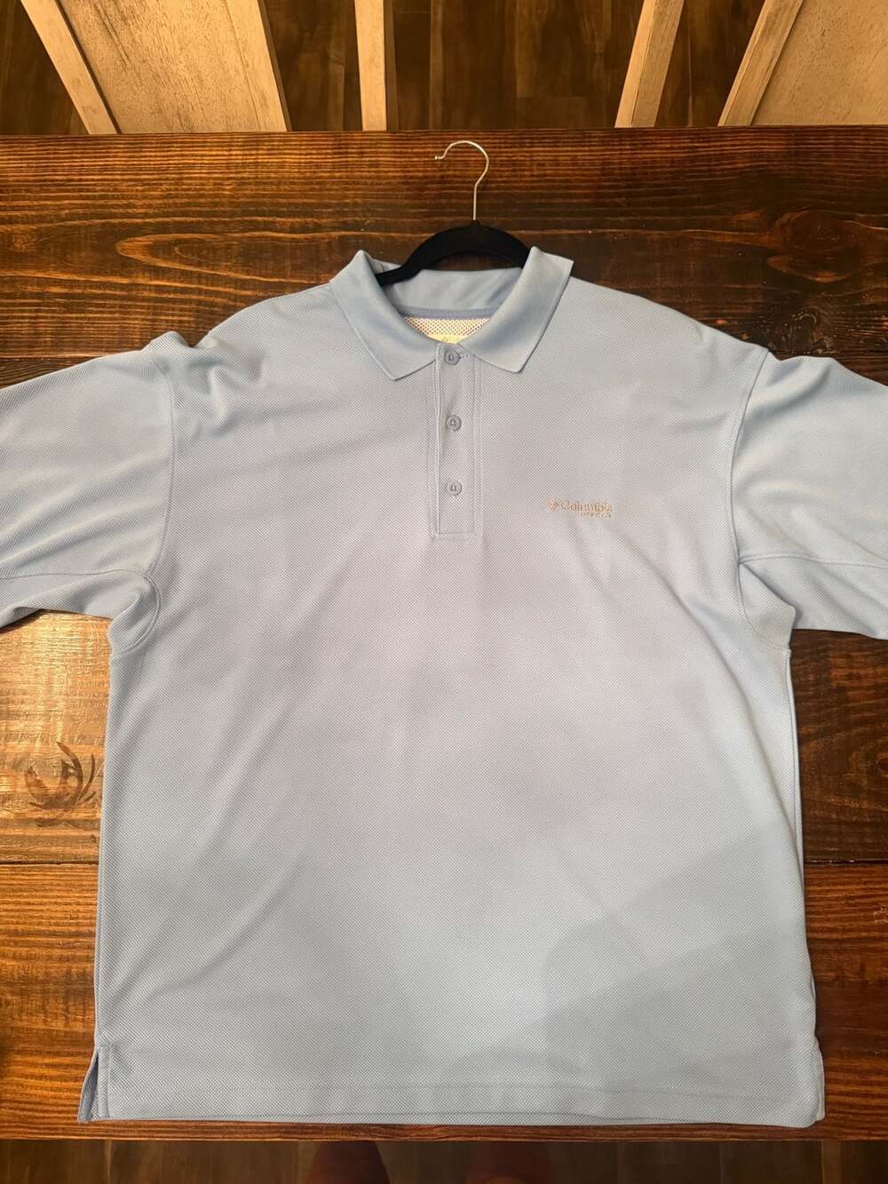 Columbia PFG Performance Fishing Gear Light Blue Polo Shirt Large